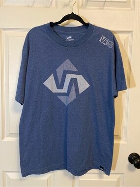 Vans Men's Blue Heather Graphic Tee with Light Gray Logo
